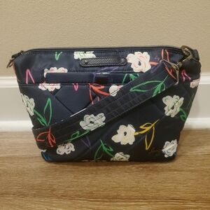 LUG Flare 2 'Bright Floral' Navy Blue Quilted Nylon Crossbody | Shoulder Bag